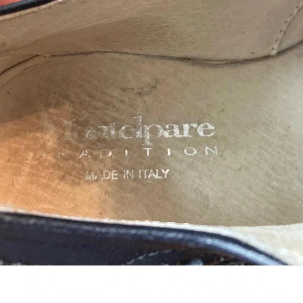 Montelpare Tradition Kids Navy Blue Leather Wingtip Brogue Loafers Italy Size 25
